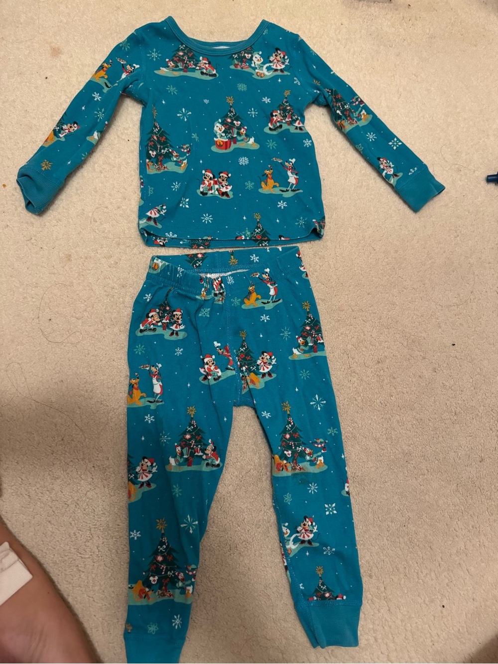 Kids Teal Holiday Disney pajamas 2T